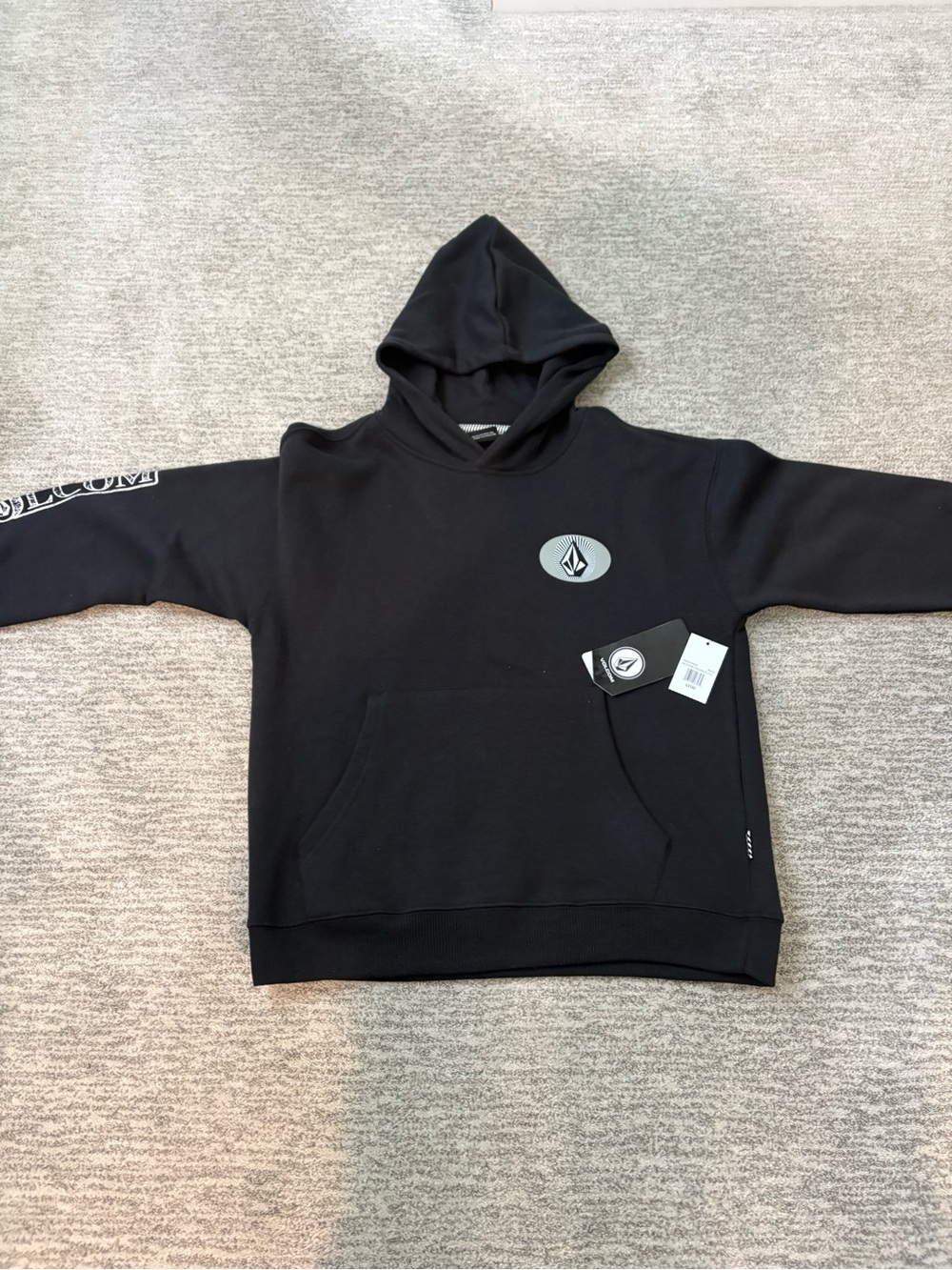 Volcom Black Hooded Pullover with Logo Patch